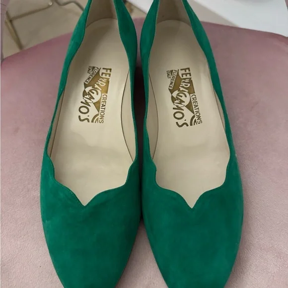 NWT Salvatore Ferragamo Turchina Ballet Flats Shoes in Green - Picture 2 of 8